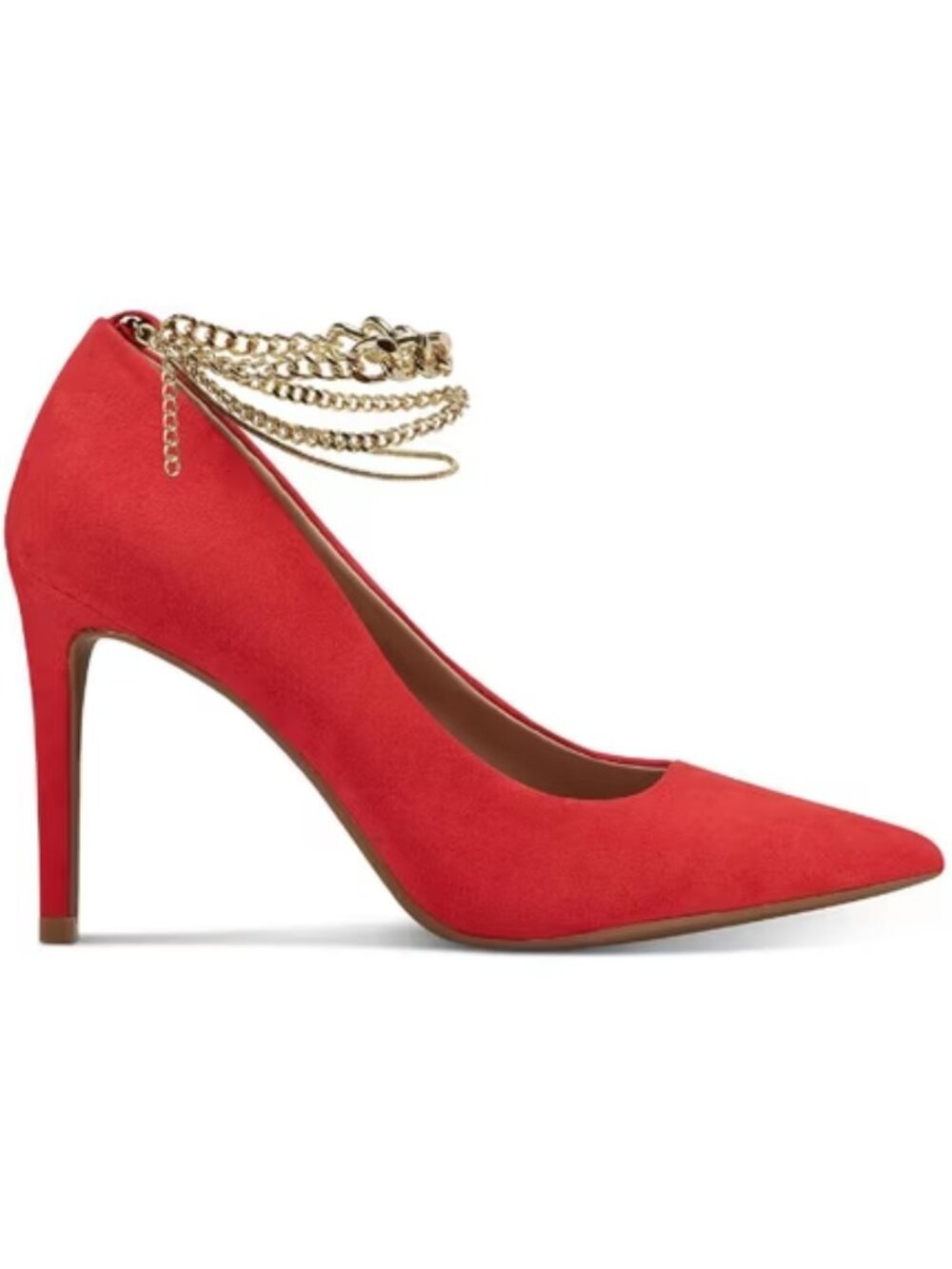 INC Red Suede Gold Chain Pointed Toe Heel